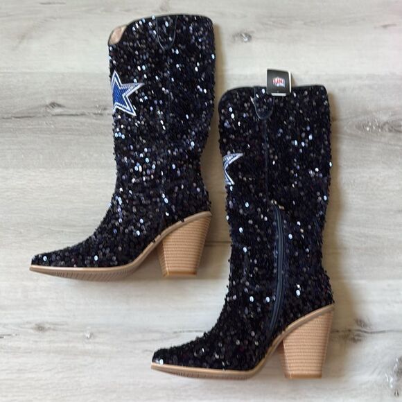 NFL DALLAS COWBOYS Heeled Boots Sequence Navy Size 9 Nwt - Picture 6 of 8